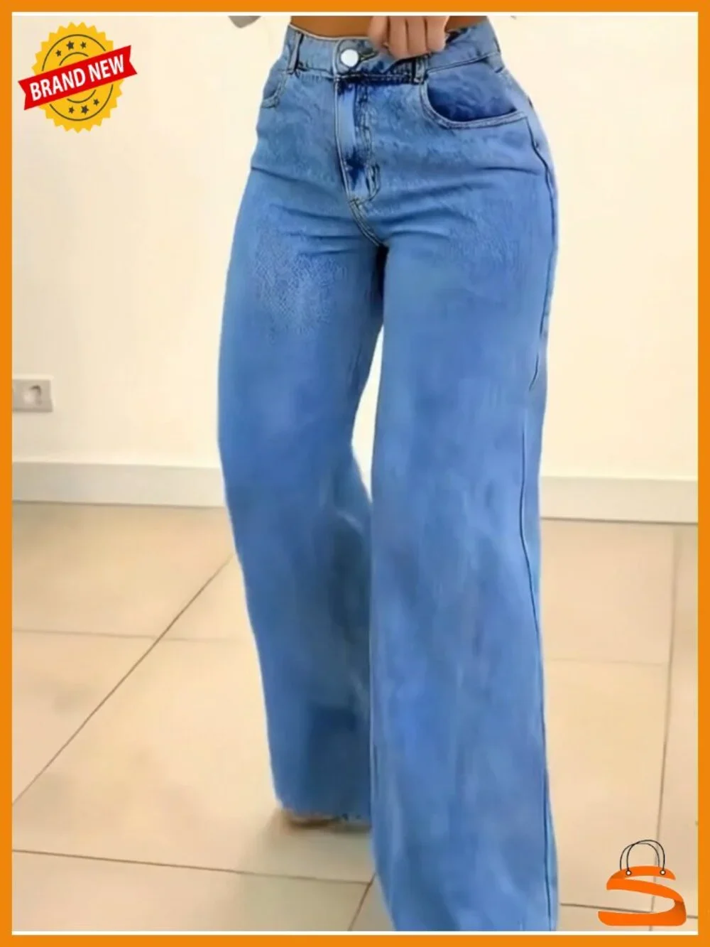 Wide Leg Straight Denim Jeans Women Boyfriend Casual Pockets Loose Vintage